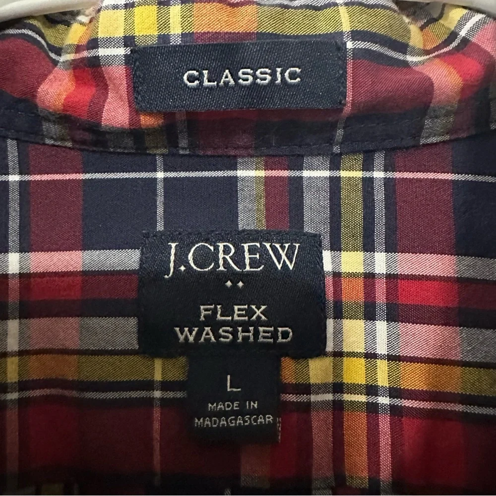 Lot of 2 J.Crew Flex Washed Button‎ Down Shirt Long Sleeve Men’s Sz Large